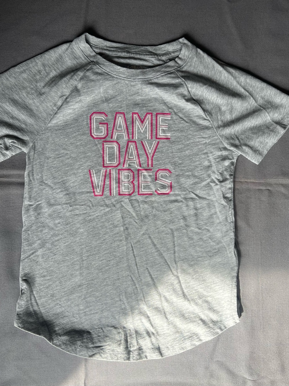 Athletic Works Gray Short Sleeve Tee with Pink 'Game Day Vibes' Lettering